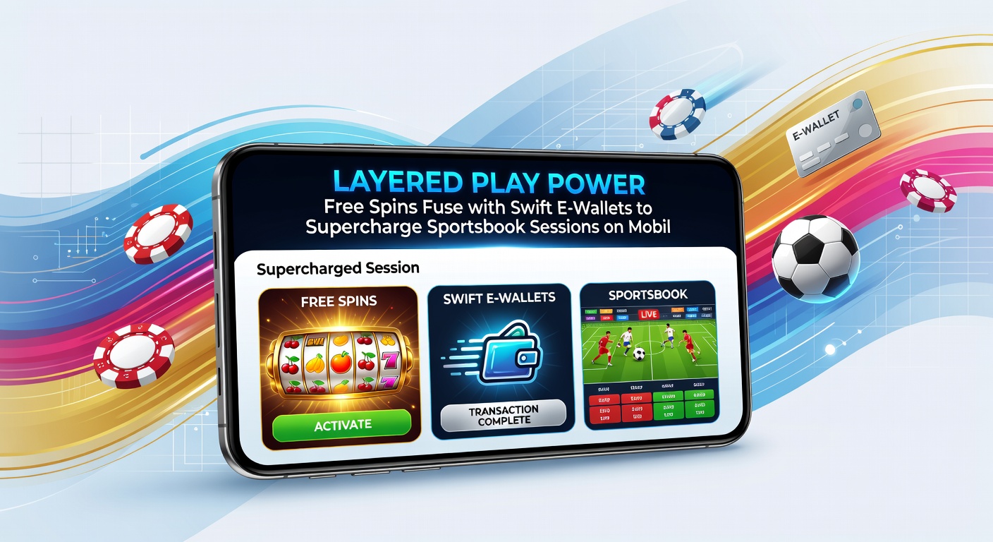 Smartphone-scherm toont gelaagde bonusactivatie met free spins en sportsbook odds via e-wallet