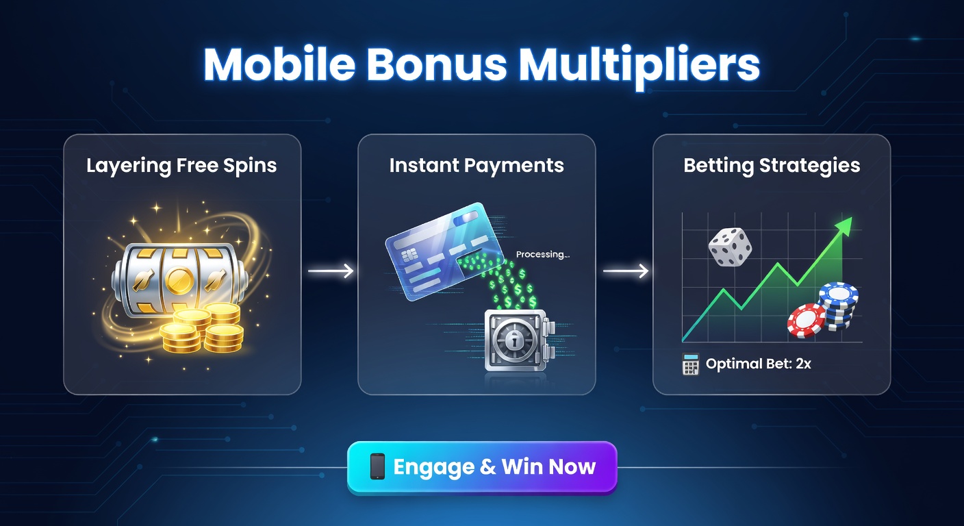 Smartphone met draaiende gokkast en bonusmultipliers op een mobiel scherm, symboliserend snelle wins en layered free spins