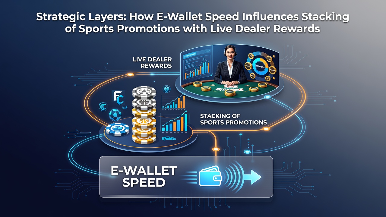 Diagram dat de stroom van e-wallet betalingen naar gestapelde sport- en live dealer beloningen weergeeft