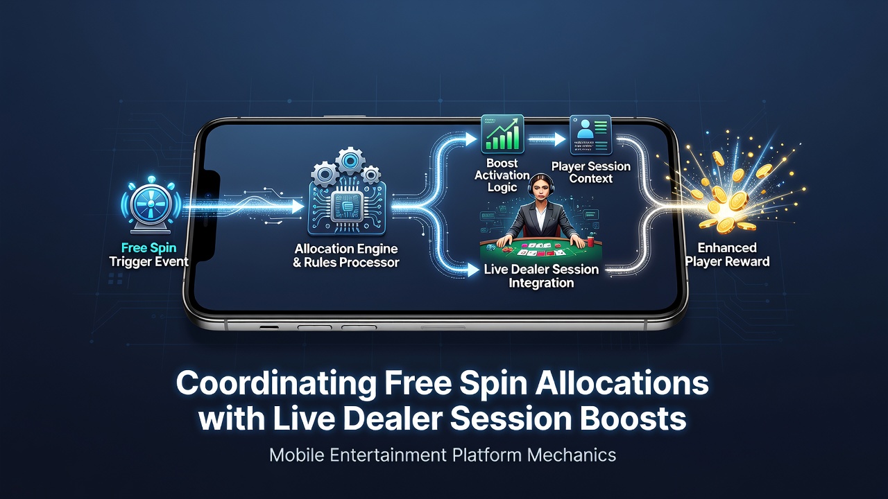 Diagram van API synchronisatie tussen free spins en live dealer boosts in mobiele apps